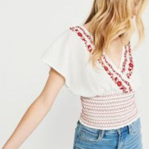 Abercrombie and Fitch linen faux wrap top